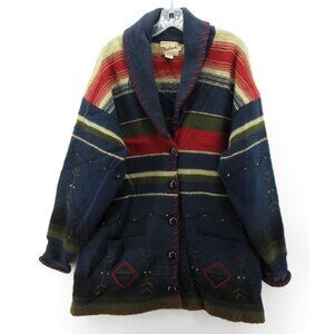 VINTAGE Woolrich Sweater Medium Cardigan Shawl Southwestern Aztec 90s